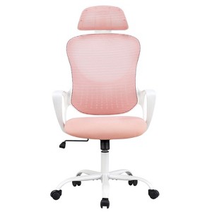 High-Back Mesh Rolling Work Task Chairs with Wheels and Adjustable Headrests, Comfy Lumbar Support, Armrest for Bedroom, Gaming - 1 of 4