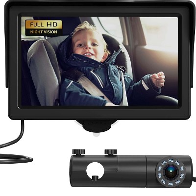 GROWNSY Baby Car Camera, HD Display Baby Car Mirror with Night Vision Feature, 4.3 inch Baby Car Camera with Wide Clear View