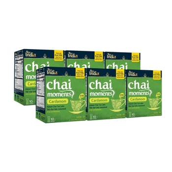 Tea India Chai Moments Cardamom Chai Tea Instant Latte Mix 10 Sachets Pack of 6