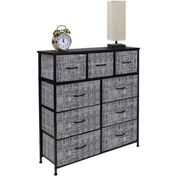 Sorbus Dresser with 9 Drawers - Furniture Storage Chest Tower Unit for Bedroom, Closet, etc - Steel Frame, Wood Top, Fabric Bins