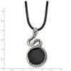 Black Bow Jewelry Men's Stainless Steel, Black Enamel & Leather Snake Necklace, 20 Inch - image 3 of 4