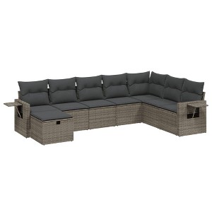 vidaXL 9 Piece Patio Sofa Set with Cushions Beige Poly Rattan - 1 of 4