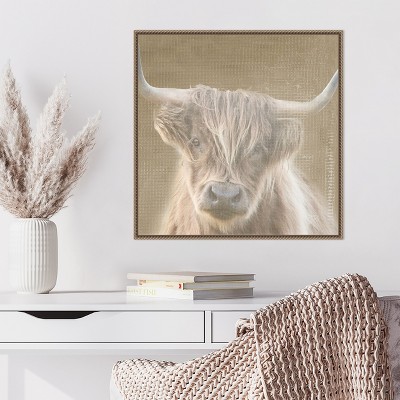 Soulful Bull Bronze Framed Canvas Animal Print 22x22