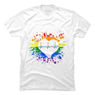 Adult Design By Humans Pride Heartbeat EKG Splatter By LegatoTendo T-Shirt