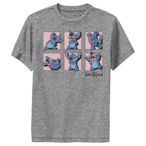 Boy's Lilo & Stitch Poses In Pink Panels Performance Tee - Charcoal ...