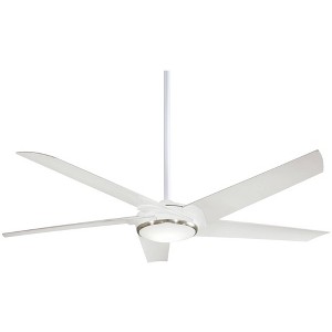 60" Minka Aire Raptor Flat White LED Ceiling Fan with Remote - 1 of 4