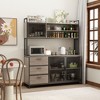 Famapy 59 in. W Kitchen Wood Buffet Sideboard Pantry Cabinet For Dining Room with Metal MDoors 3-Drawers Shelves - 3 of 4