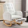 CAVINAS Upholstered Rocking Chair with Side Pocket and Footrest, High Back Living Room Rocker with Solid Wood Base - 3 of 4