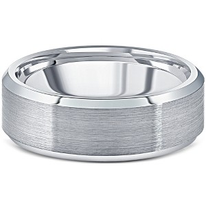 Pompeii3 Men's Brushed Tungsten 7mm Beveled Comfort Fit Ring Wedding Band - 1 of 4