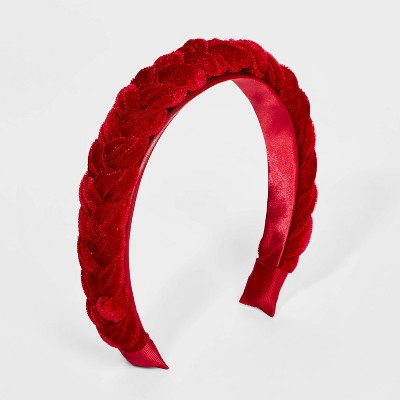 Girls' Velvet Braided Headband - art class™ Red