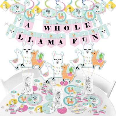 Big Dot of Happiness Whole Llama Fun - Llama Fiesta Baby Shower or Birthday Party Supplies - Banner Decoration Kit - Fundle Bundle