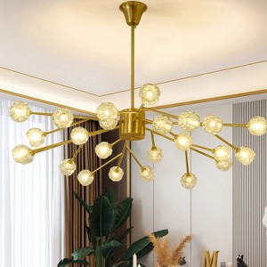 BAOURE Modern Sputnik Chandelier 18 Light, 47 in Mid Century Gold Ceiling Light Fixture with Crystal Globe Shade for Dining Room Kitchen Living Room - 1 of 4