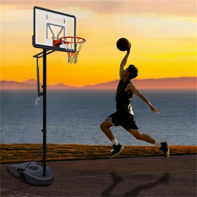 YONWAY Portable Basketball Hoop ,Adjustable Height 6.89 ft to 10.01 ft, 34" Backboard with Rebound System,Water/Sand Base, Wheels for Adults & Kids