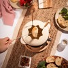 Twine 5998 Farmhouse Kitchen Enamel Cast Iron Fondue Set Cheese Melting Pot Metal Stand with Stainless Steel Forks and Chrome Gel Burner, Off-Cream - 4 of 4