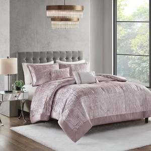5 Pcs Elegant Velvet Satin Binding Comforter Set,All Season Home Textile Cozy Alternative Bedding Set fits Lux Bedroom Decor - 1 of 4