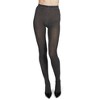 Memoi Women's Opaque Pin Ribbed Cotton Sweater Tights Dark Gray Heather L-XL - image 2 of 4