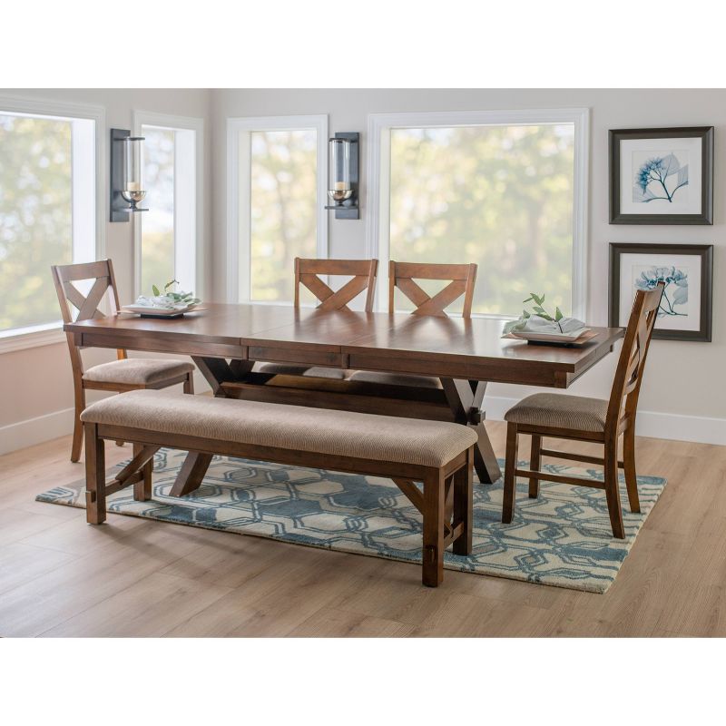 6pc Jackson X Back Chairs and Bench Extendable Table Dining Set Hazelnut - Powell, 2 of 23