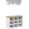 Vynxaria Modern 2-in-1 Coat Rack Shoe Bench Set - White Entryway Organizer with 9 Pair Shoe Storage - 3 of 4