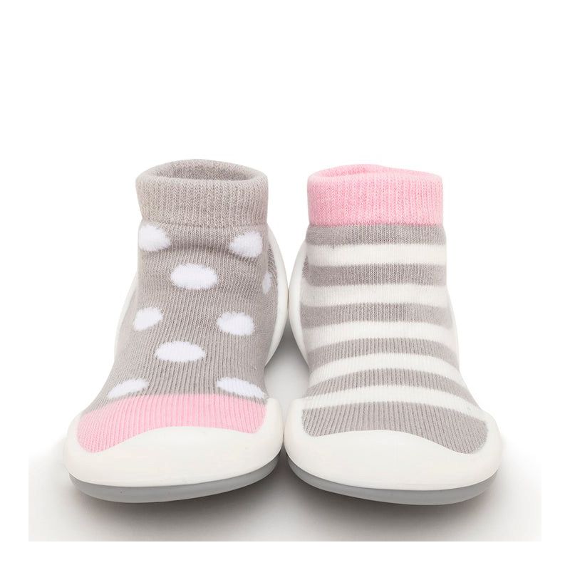 Komuello Baby  Girl First Walk Sock Shoes Dots & Stripes, 2 of 9