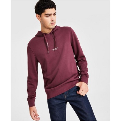Armani Mens French Terry Hoodie Sweatshirt, Red, Medium