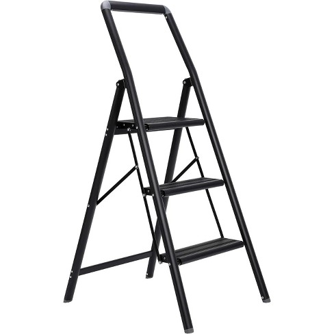 Birdrock Home 3 Step Slim Aluminum Step Ladder - Black : Target