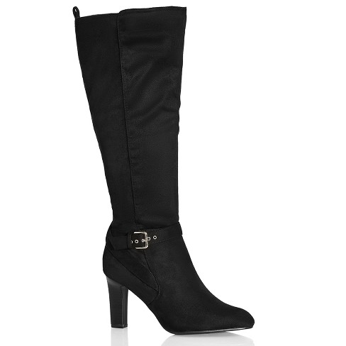 Wide fit black shop suede knee high boots