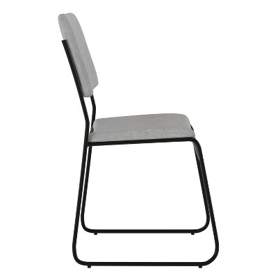 Versatile Armless Stacking Swivel Chair in Gray with Metal Frame