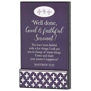 Dicksons SPLK610-350 Well Done Good and Faithful Servant Navy Blue and White 10 x 6 Inch MDF Decorative Wall Sign Plaque - 1 of 3