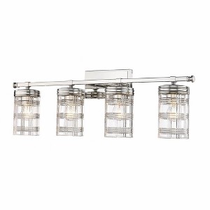 Archer 4-Light Vanity Wall Sconce - Transitional Steel Fixture with Crystal Shades - 1 of 4