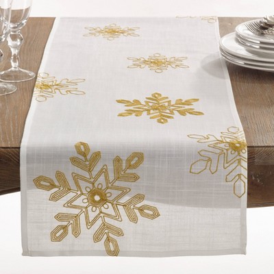 16" X 90" Snowflake Runner Gold - SARO Lifestyle