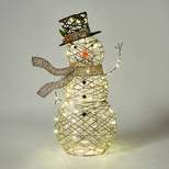 42" Faux Rattan Snowman Christmas Novelty Sculpture Light - Wondershop™