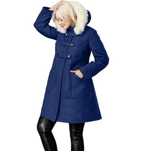 Plus Size Wool Coat Faux Wool Trendy Faux Fur Plus Size Peacoats