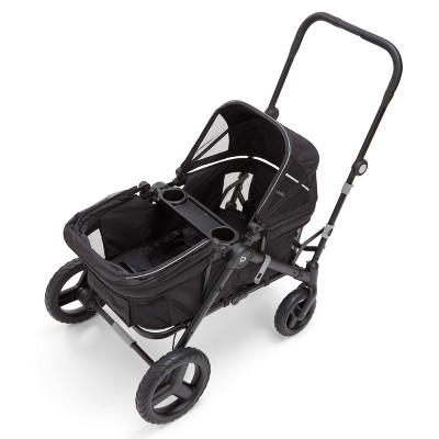 Black Lightweight Double Stroller Wagon with Adjustable Canopy