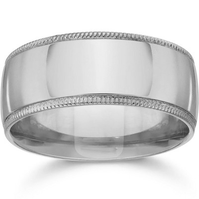 Pompeii3 10MM Milgrain Edge Wedding Band 14K White Gold