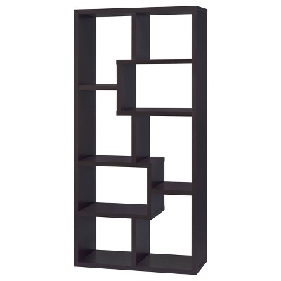 Contemporary Cappuccino 70.5" Asymmetrical Cube Bookcase