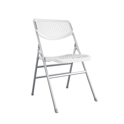 White Metal and Plastic Armless Folding Chair