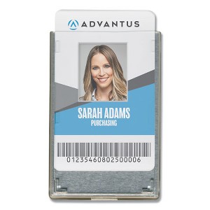 Advantus Rigid Two-Badge RFID Blocking Smart Card Holder, Horizontal/Vertical, Clear 3.68" x 2.38" Holder, 3.38" x 2.13" Insert, 20/PK - 1 of 2