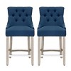 WestinTrends 24" Linen Tufted Buttons Upholstered Wingback Counter Stool (Set of 2) - 3 of 4