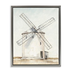 Stupell Industries Windmill Farm Landscape Floating Frame Canvas Art, Gray, 17" x 21" - 1 of 4