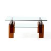 TiramisuBest Modern 2-Tier Rectangular Coffee Table, Tempered Glass & Wooden High-gloss UV Surface, Particle Board, for Living Room, Black - 2 of 4