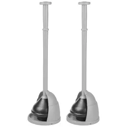 mDesign Plastic Freestanding Toilet Plunger and Storage Cover Set. 2 Pack, Gray