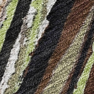 HomeRoots 8' X 10' Artichoke Green Brown And Ivory Abstract Washable Indoor Outdoor Area Rug