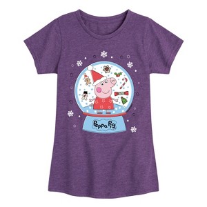 Girls' - Peppa Pig - Holiday Winter Snow Globe Fitted Short Sleeve Graphic T-Shirt - 1 of 4