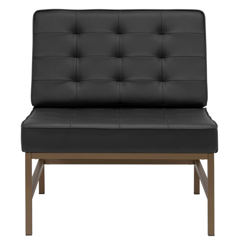 Photos - Chair Ashlar Bonded Leather Tufted  Bronze/Black - Studio Designs Home