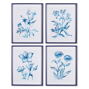 Plum & Post Indigo Watercolor Botanical Prints Set Of 4 - 1 of 2