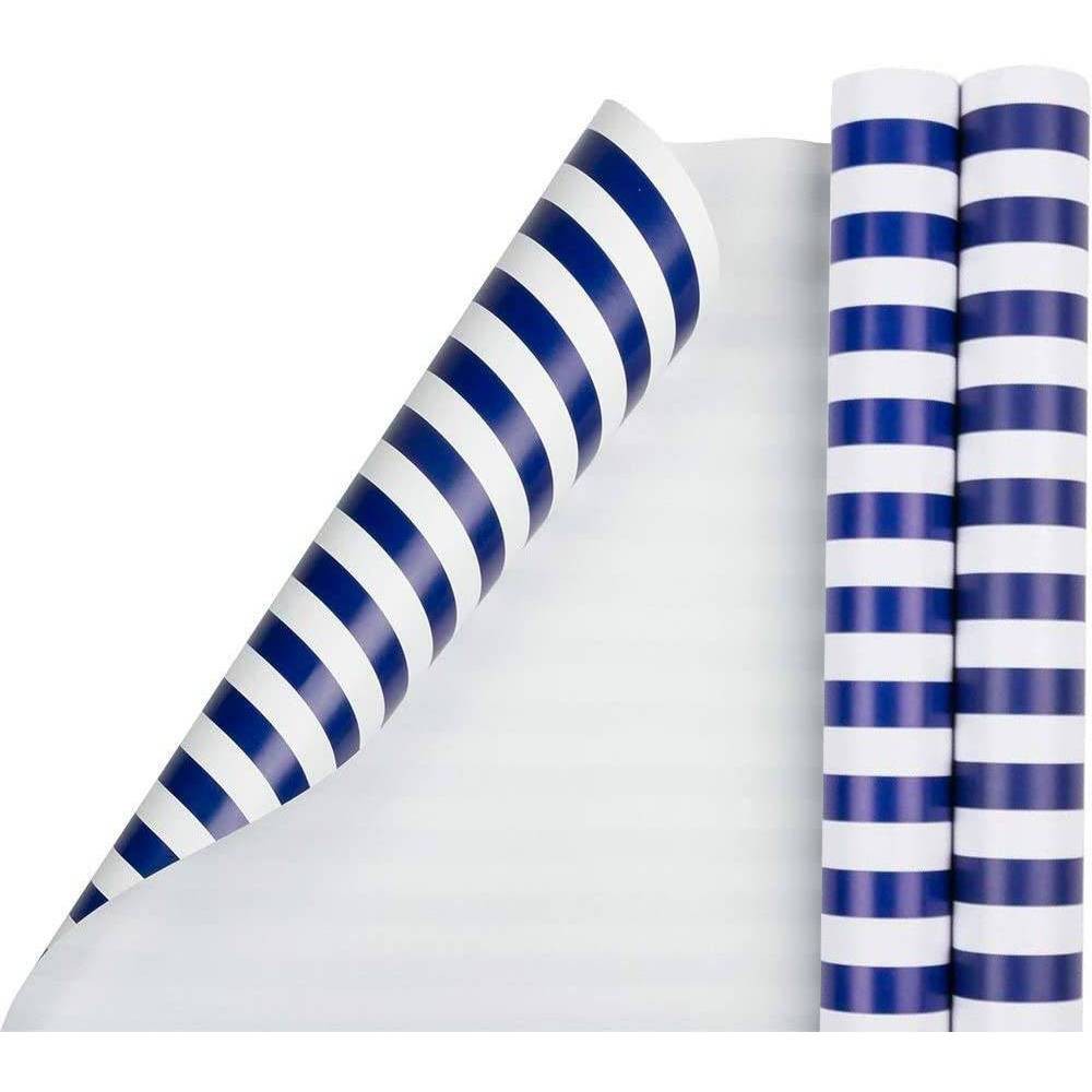 Photos - Other Souvenirs JAM Paper & Envelope 2ct Striped Gift Wrap Rolls Blue/White