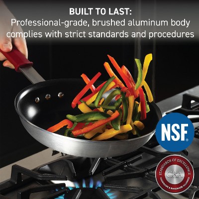 Professional Silver Nonstick Aluminum Cookware Set with Red Handles, 8 Pieces