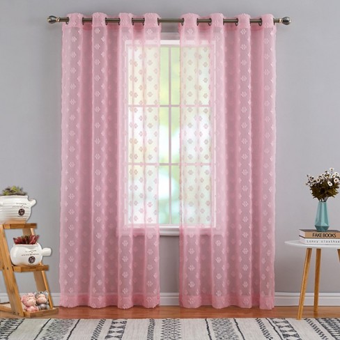 Trinity Farmhouse Floral Curtains Boho Sheer Voile Window Drapes For Living  Room Bedroom : Target