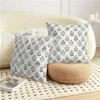 Floral Pillow Covers 18x18 Set of 2 Blue Green Block Print Throw Pillow Cases Vintage Flower Pattern Pillowcases - 4 of 4