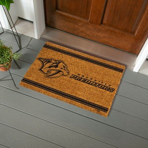 Evergreen Nashville Predators Logo Turf Mat, Brown- 28 x 16 Inches Indoor Outdoor Doormat - 1 of 4